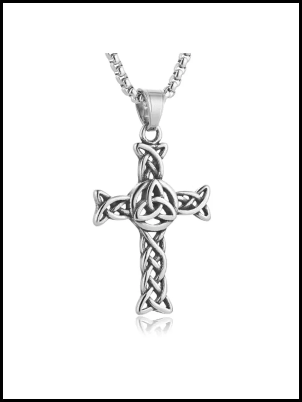Celtic Cross Pendant Necklace Stainless Steel 22 Inch Unisex Religious